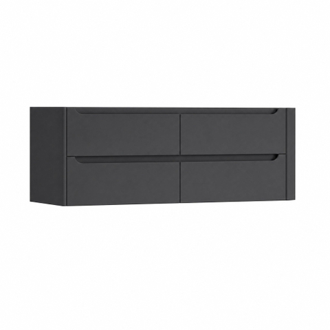 H&R Badmeubelen Juice Meuble sous lavabo - 140x45x50cm - angle droit arrondi - 4 tiroirs - poignée intégrée - anthracite mat SW1490185