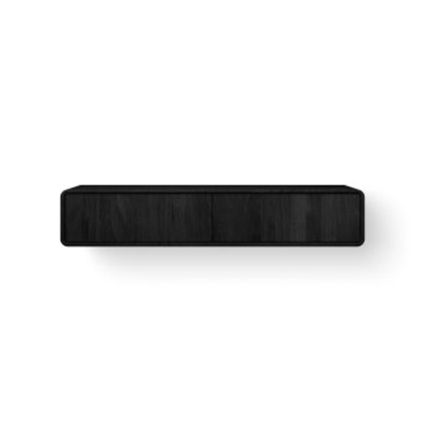 Looox Wooden Rounded Meuble de salle de bains – 30 × 160 × 46 cm – 2 tiroirs – chêne noir SW1481855