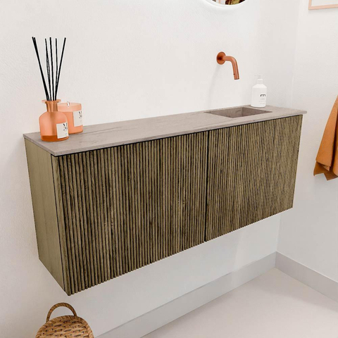 Mondiaz JOYA-DLUX 100cm toiletmeubel - kleur Dusk - Wastafel FAYE positie Rechts Zonder kraangat kleur Saba. SW1426069