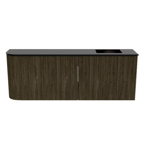 Mondiaz JOYA 111.6cm meuble de salle de bains - arrondi gauche couleur Shadow - Vasque FAYE position Droite 1 trou de robinet couleur Urban. SW1421536