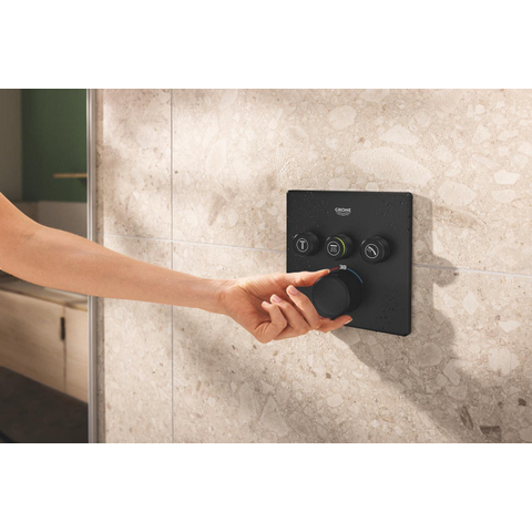GROHE Grohtherm SmartControl afbouwdeel - vierkant - thermostatisch - 3 functies - mat zwart SW1477730