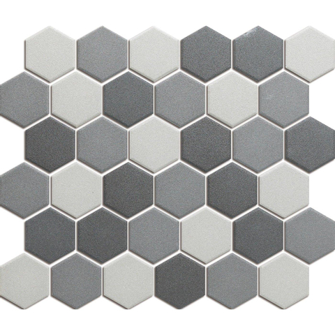 The Mosaic Factory London Carrelage hexagonal 5.1x5.9x0.6cm pour le sol pour l'intérieur et l'extérieur céramique gris foncé mix SW382565
