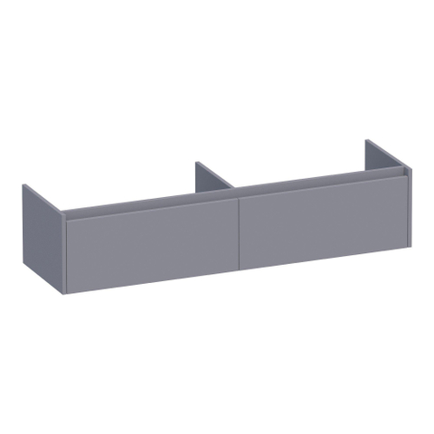 BRAUER Embrace meuble sous-lavabo - 159.8x35x45.5cm - 2 tiroirs à fermeture douce - sans poignées - 2 découpes pour siphon - gris mat SW1200320