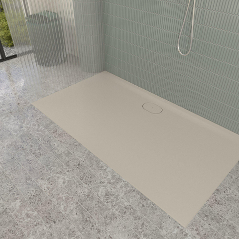 Villeroy & Boch Ecora douchebak - 160x90x3.5cm - afvoer lange zijde - almond (beige) SW1559019