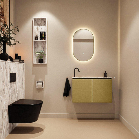 MONDIAZ TURE-DLUX Meuble WC 80 cm Oro. EDEN lavabo Glace position à gauche. Avec 1 trou de robinet. SW1103401