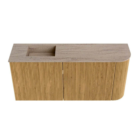 Mondiaz JOYA-DLUX Meuble de toilette 91,6cm - arrondi droit couleur Chêne - Lavabo FAYE position Gauche Sans trou de robinet couleur Saba SW1424210