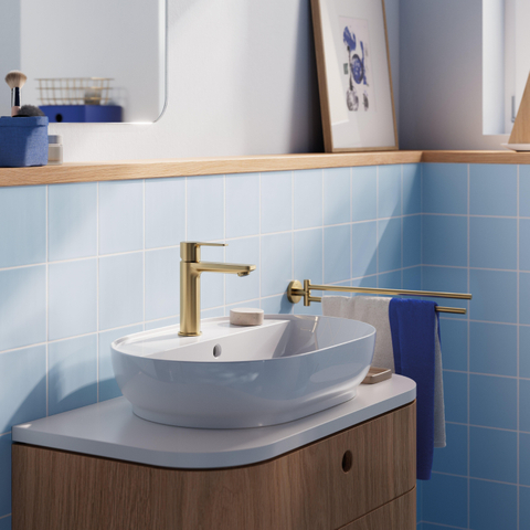 GROHE Lineare New wastafelkraan - s-size - met klikwaste - geborsteld cool sunrise (goud) SW1477633