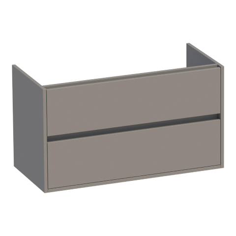 BRAUER Adore meuble sous-lavabo - 100x46x55cm - 2 tiroirs softclose - sans poignées - 1 découpe pour siphon - taupe mat SW1198230