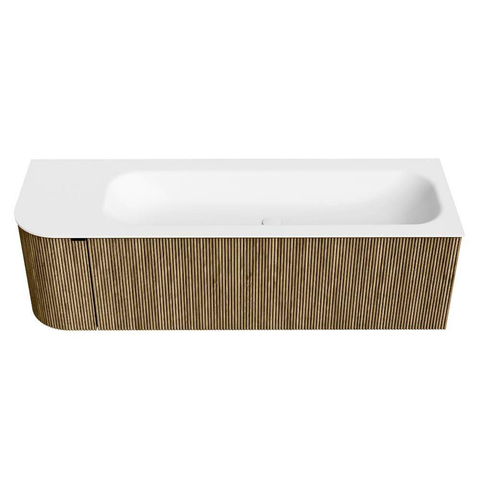 Mondiaz KURVE Ensemble meuble de salle de bains - 145x46x40cm - 1 tiroir - 1 porte - lavabo solid surface - droit - sans trou de robinet - Dusk SW1414790