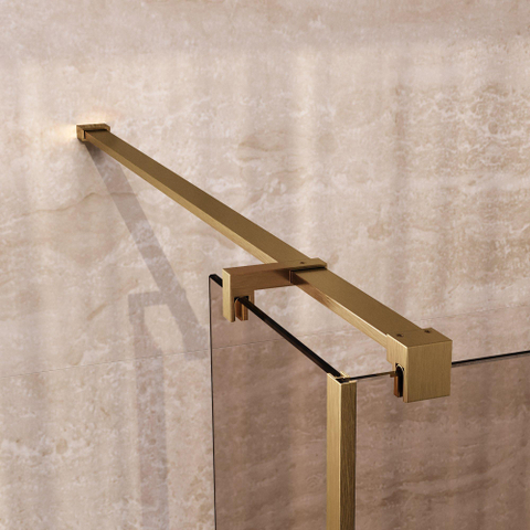 BRAUER Oblivion Douche à l'italienne - 90x200cm - paroi latérale 30 cm - revêtement verre - verre bronze - PVD or brossé SW1417915