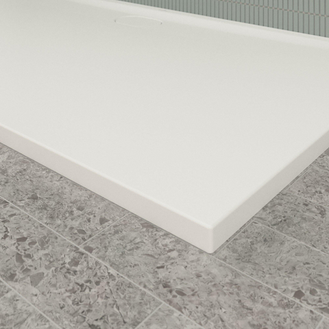 Villeroy & Boch Ecora douchebak - 180x100x3.5cm - afvoer lange zijde - stone white (wit) SW1558994