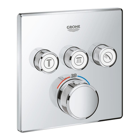 Grohe Grohtherm SmartControl Afdekset - douchethermostaat - met omstel 3x - vierkant - chroom SW105952