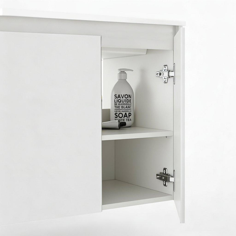 Adema Cadence Ensemble meuble de salle de bains - 60x55x40cm - peu profond - 2 portes - sans poignées - lavabo - 1 trou de robinet - céramique - avec miroir - blanc mat SW1475757