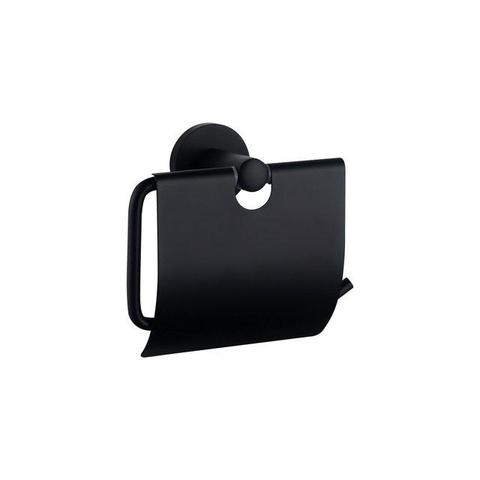 FugaFlow Eccelente Ensemble d’accessoires WC - porte-brosse WC - fermé - porte-serviette - porte-rouleau WC - avec couvercle - noir mat SW1450573