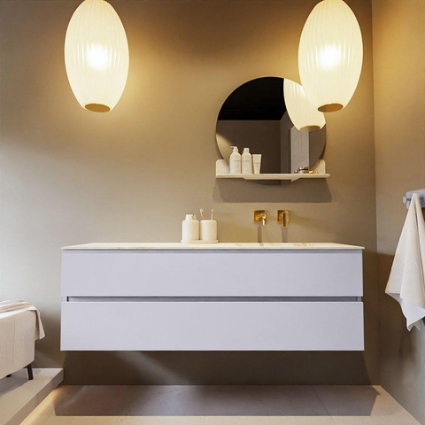 MONDIAZ VICA-DLUX Ensemble meuble de salle de bains - 150cm - meuble bas cale - 2 tiroirs - lavabo encastré cloud à droite - sans trous de robinet - version haute 60cm - frape SW1089039