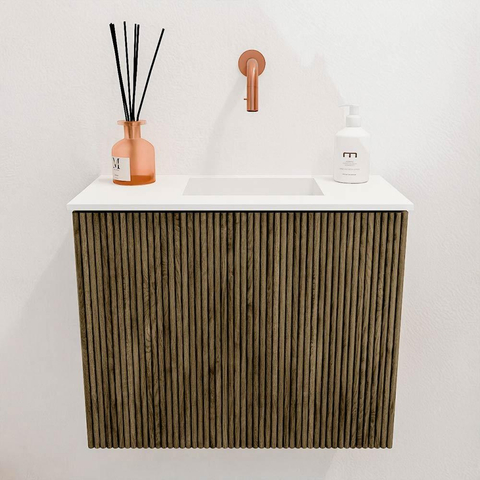 Mondiaz JOYA 50cm meuble de toilette - couleur Dusk - Vasque FAYE position Droite Sans trou de robinet couleur Talc SW1421584