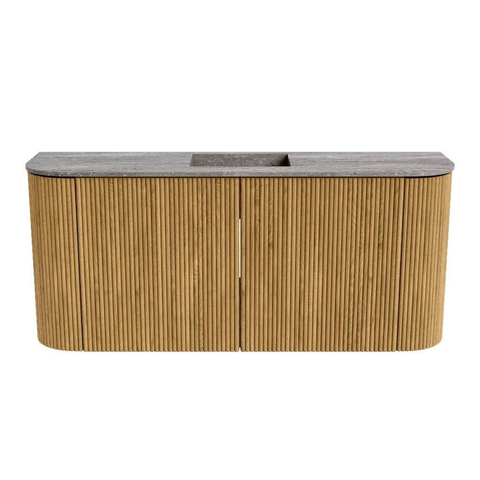 Mondiaz JOYA-DLUX 93.2cm toiletmeubel - ronding links en rechts kleur Oak - Wastafel FAYE positie Midden Zonder kraangat kleur Oza. SW1424129