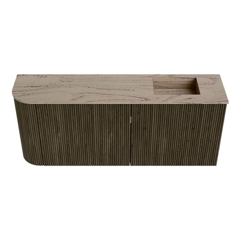 Mondiaz JOYA-DLUX 101.6cm meuble de salle de bains - arrondi gauche couleur Shadow - Vasque FAYE position Droite 1 trou de robinet couleur Arena. SW1424832
