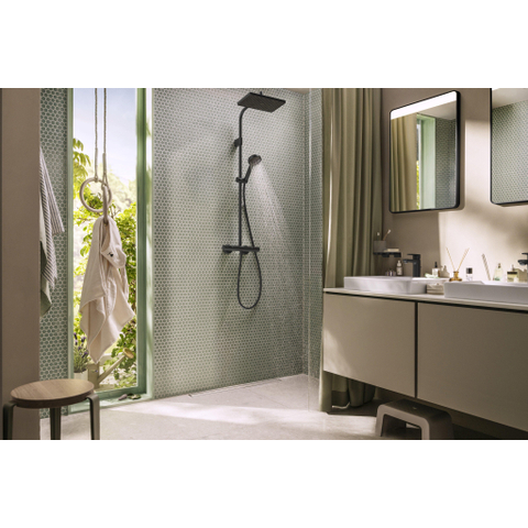 Hansgrohe Activera Q colonne de douche - 29x18cm - thermostatique - ecosmart+ - noir mat SW1566644