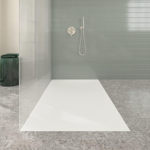 Villeroy & Boch Ecora douchebak - 160x90x4.5cm - afvoer korte zijde - stone white (wit) SW1559013