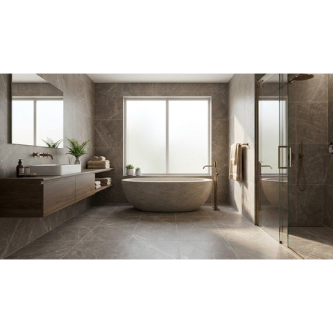 Prissmacer Cerámica Fior Di Bosco vloer- en wandtegel - 60x60cm - 10mm - natuursteen look - mat bruin SW1406915