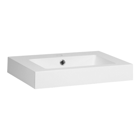 BRAUER Solar Thick lavabo 60x46x10cm - 1 vasque - 1 trou de robinet - marbre minéral - blanc satiné SW3147