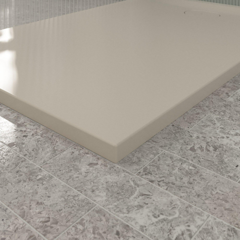 Villeroy & Boch Ecora douchebak - 140x90x3.5cm - afvoer korte zijde - almond (beige) SW1558911