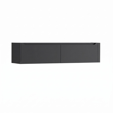 H&R Badmeubelen Juice Wastafelonderkast - 180x45x40cm - rechterhoek afgerond - 2 lades - geïntegreerde greep - antraciet mat SW1110670