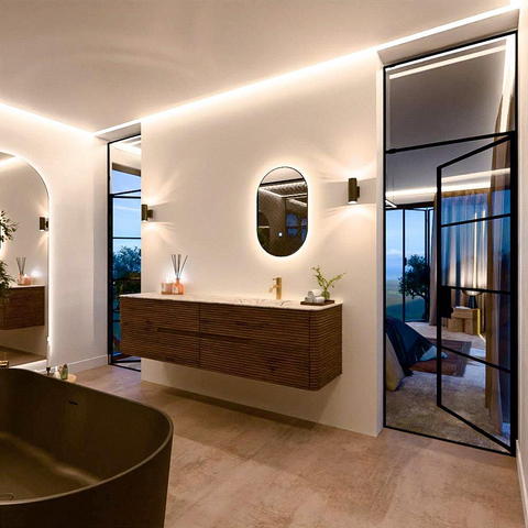 Mondiaz CIRO-DLUX Ensemble de meubles de salle de bains - 190x45x50cm - Plan-vasque solid surface Glace - 1 lavabo à droite - 1 trou de robinet - 4 tiroirs - Dusk SW1533014