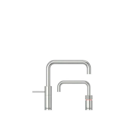 Quooker Nordic Square Twintaps kokendwaterkraan - draaibare uitloop - Combi reservoir - Warm / kokend water - RVS SW299662