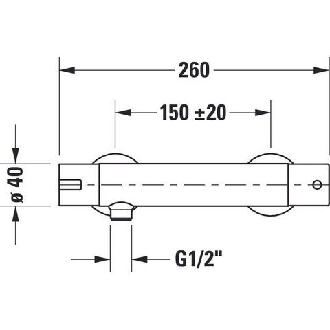 Duravit B.2 Thermostatische douchemengkraan - opbouw - 260x1135x40mm - hoogglans chroom SW500276