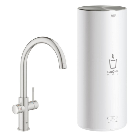 Grohe Red Keukenkraan - hoog - 3 in 1 - c uitloop - l size boiler - Brushed Supersteel (RVS) SW108061