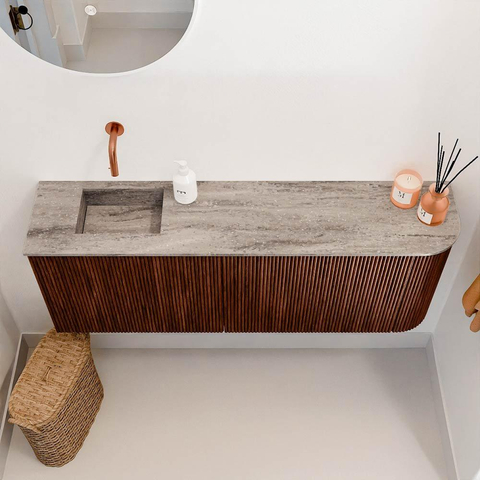 Mondiaz JOYA-DLUX 111.6cm toiletmeubel - ronding rechts kleur Ruby - Wastafel FAYE positie Links Zonder kraangat kleur Oza. SW1425547