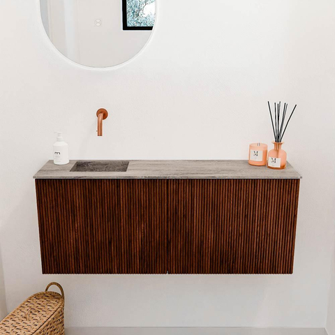 Mondiaz JOYA-DLUX 100cm toiletmeubel - kleur Ruby - Wastafel FAYE positie Links Zonder kraangat kleur Oza. SW1425518