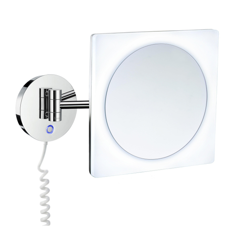 Smedbo Outline Miroir grossissant rotatif avec éclairage à DEL, double éclairage chromé SW421749