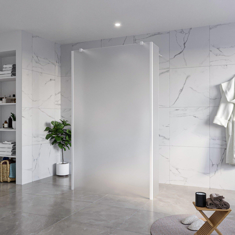 Fortifura Galeria Vrijstaande Inloopdouche - 120x200cm - glas - antikalk - 8mm veiligheidsglas - 2 zijwanden - 40cm - wandsteunen en hoekprofielen - mat wit SW993176