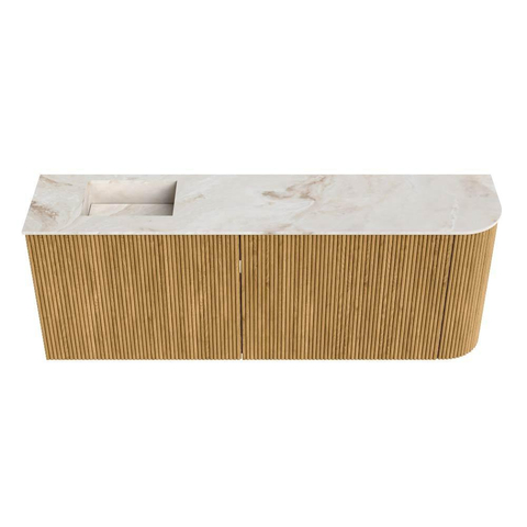 Mondiaz JOYA-DLUX 111.6cm meuble WC - arrondi à droite couleur Chêne - Lavabo FAYE position Gauche 1 trou de robinet couleur Frappe. SW1421942