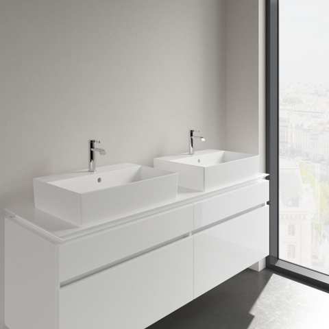 Villeroy & Boch memento 2.0 opzetwastafel - 60x42cm - met 1 kraangat - met overloop CeramicPlus - Stone White (mat wit) SW209587