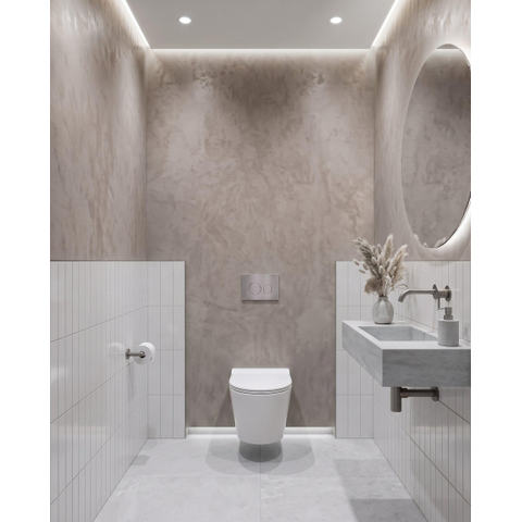 QeramiQ Dely Ensemble WC - réservoir encastré Qeramiq Flush - abattant slim - plaque de commande en métal inox - boutons ronds - blanc brillant SW1579161