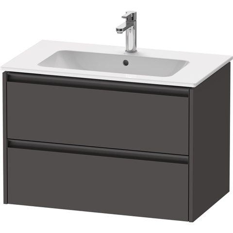 Duravit Ketho.2 Wastafelonderbouwkast - met 2 laden - 81x48x55cm - met grepen antraciet - grafiet mat SW773002