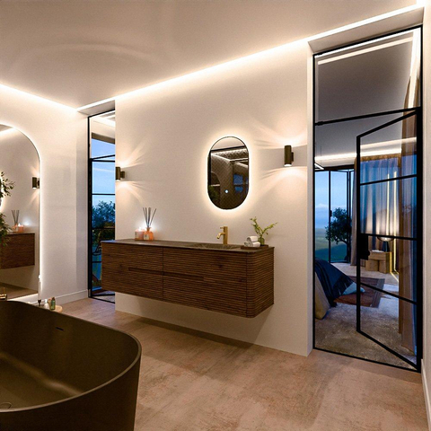 Mondiaz CIRO-DLUX Ensemble de meubles de salle de bains - 180x45x50cm - Plan vasque solid surface Lava - 1 lavabo à droite - 1 trou de robinet - 4 tiroirs - Dusk SW1533063