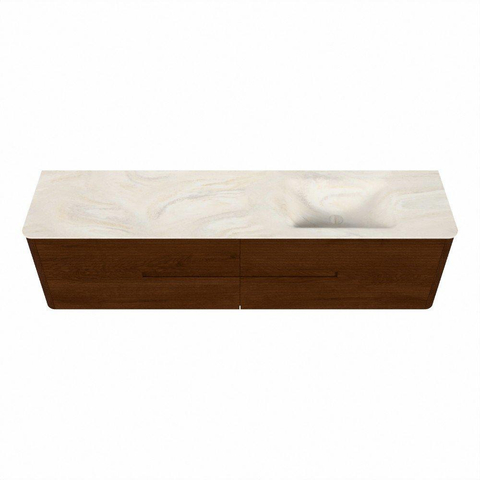 Mondiaz CIRO-DLUX Meuble de salle de bains - 190x45x50cm - lavabo solid surface Ostra - 1 vasque à droite - sans perçage pour robinet - 4 tiroirs - Ruby SW1531880