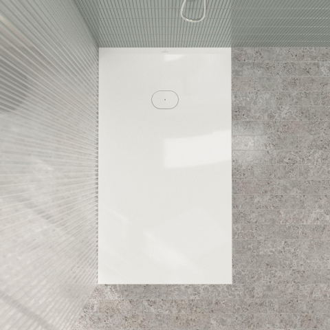 Villeroy & Boch Ecora douchebak - 160x90x4.5cm - afvoer korte zijde - white alpine (wit) SW1558882