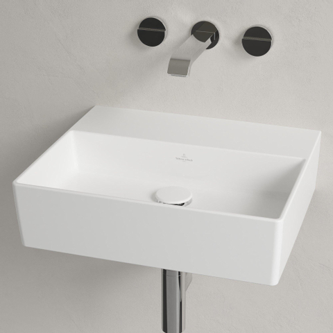 Villeroy & Boch memento 2.0 wastafel - voor handdoekhouders - 50x42cm - zonder overloop - zonder kraangat - White Alpine (glans wit) SW358423