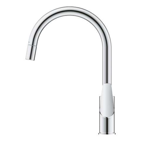 Grohe Start Edge Robinet de cuisine - 1 trou - bec haut orientable extensible - saillie 21,5 cm - levier fermé - chromé SW924867