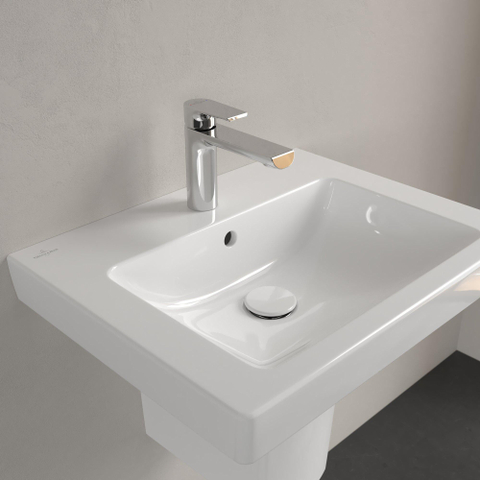 Villeroy & Boch Subway 2.0 wastafel - 55x47cm - 1 kraangat - met overloop CeramicPlus - White Alpine (glans wit) 1024089