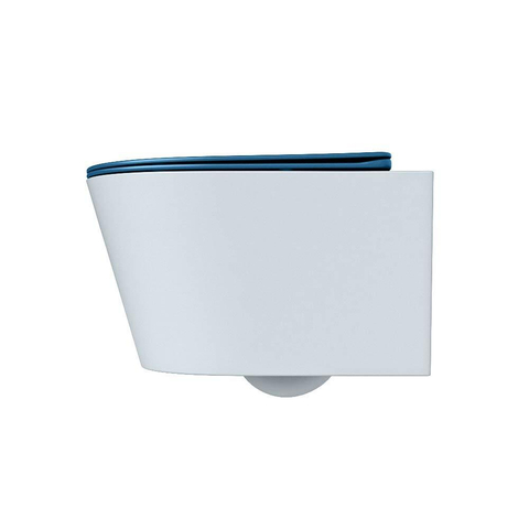 Mondiaz LAVIE hangtoilet – spoelrandloos – 36 x 53 cm – met softclose zitting – Clay (lichtblauw/grijs), zitting Jeans (blauw) SW1208633