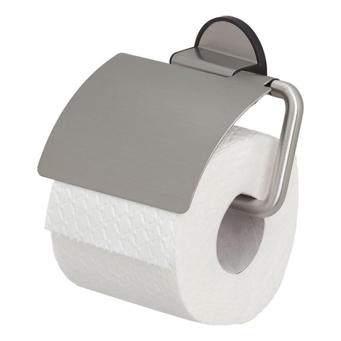 Tiger Tune Porte-rouleau de papier toilette - avec clapet - auto-adhésif - inox brossé/noir SW296123
