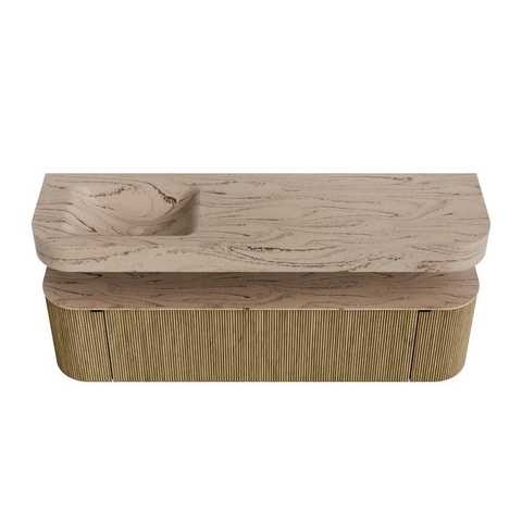 MONDIAZ THOR-DLUX 170cm meuble de salle de bains arrondi gauche + droite couleur Dusk avec 1 tiroir et 2 portes. Vasque suspendue CLOUD Gauche 1 trou de robinet couleur Arena. SW1465813