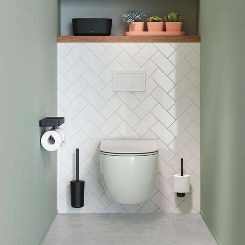 Tiger Carv Toiletrolhouder - dubbel - met planchet - zwart SW771744